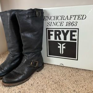 Frye Black Veronica Slouch Motorcycle Boot W/ BOX